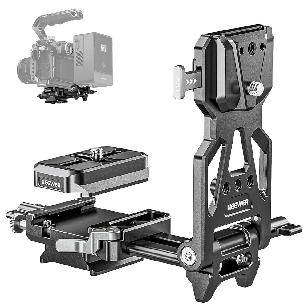 니워 폴더블 V 마운트 배터리 플레이트, 아르카 타입 퀵 릴리스 카메라 베이스플레이트, 스몰리그 케이지 DJI RS4 RS3 짐벌, PS015 PRO와 호환되는 경량 DSLR 비디 - 상품 이미지