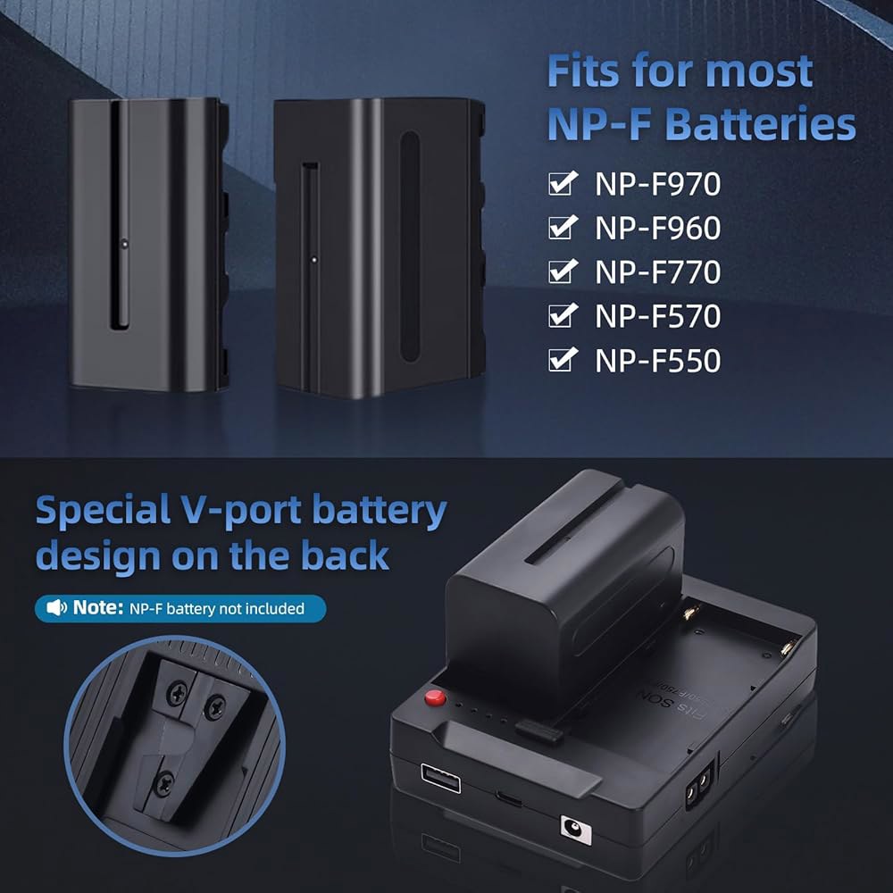 Andore NP-F970 F750 F550 배터리 플레이트와 USB-A /Type-C /DC /D-TAP 출력이 있는 V-록 V-마운트 버클 마운트 어댑터 연결 - 상세 이미지 2