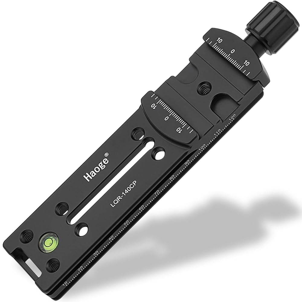 카메라 클로즈업 매크로 촬영 장비 Arca Swiss RRS Benro Kirk를 위한 Haoge 140mm 노달 슬라이드 더블 도브테일 포커스 레일 플레이트, 금속 퀵 릴리스 - 상품 이미지