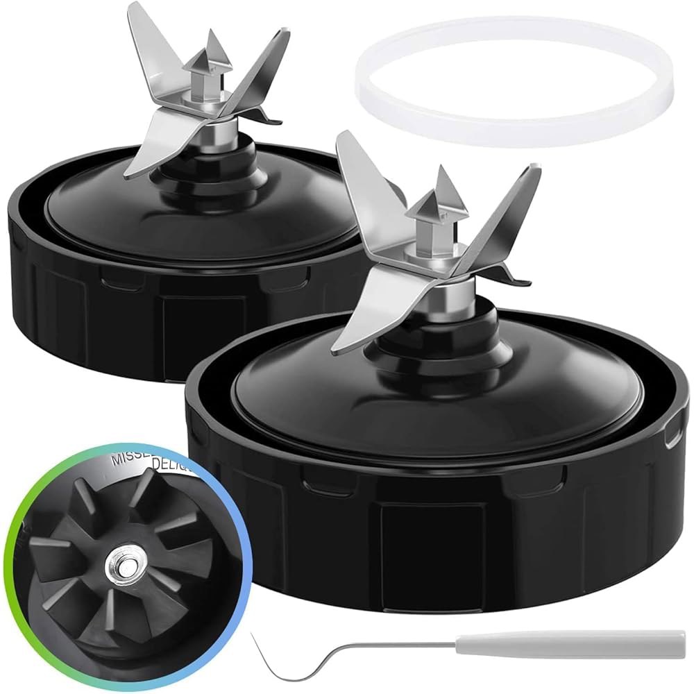 (2팩) Nurti Ninja 블렌더 오토 iQ BL480 BL401 BL642 BL801 NN102와 호환되는 고무 개스킷이 있는 교체 부품 7핀 추출기 블레이드 어셈블리 - 상품 이미지