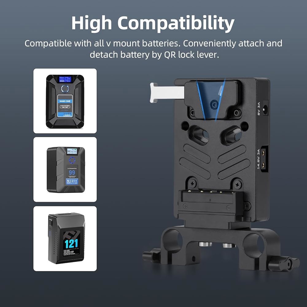 니체 V 마운트 배터리 플레이트, 15mm 막대 클램프가 있는 8V / 3A DC, 14.8V D탭 및 PD 3.0 USB-C 출력 포트 - N21-D7 - 상세 이미지 3