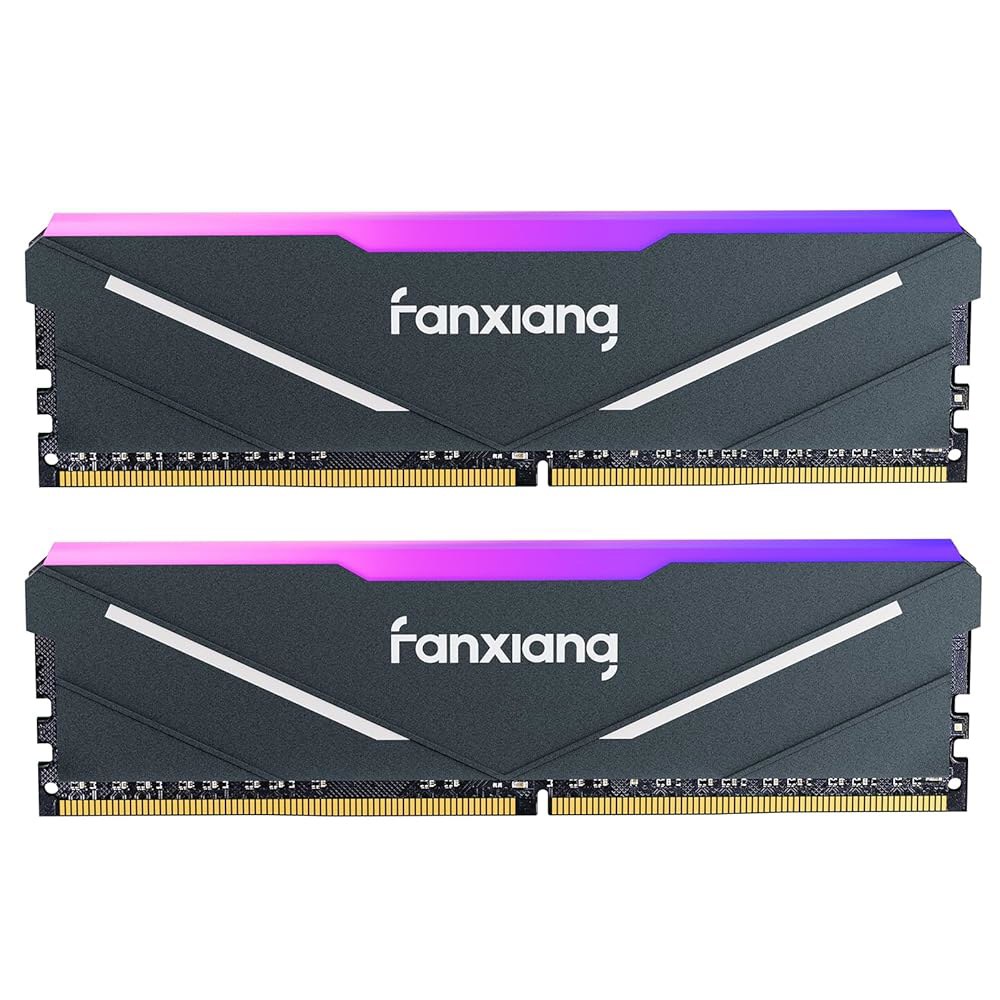 판샹 RGB DDR4 RAM 32GB(2x16GB) 3200MHz CL16 V1.35, 데스크톱 게이밍 머신 오버클럭 메모리, 인텔 XMP 2.0 및 AMD 호환 - 블랙 - 상품 이미지
