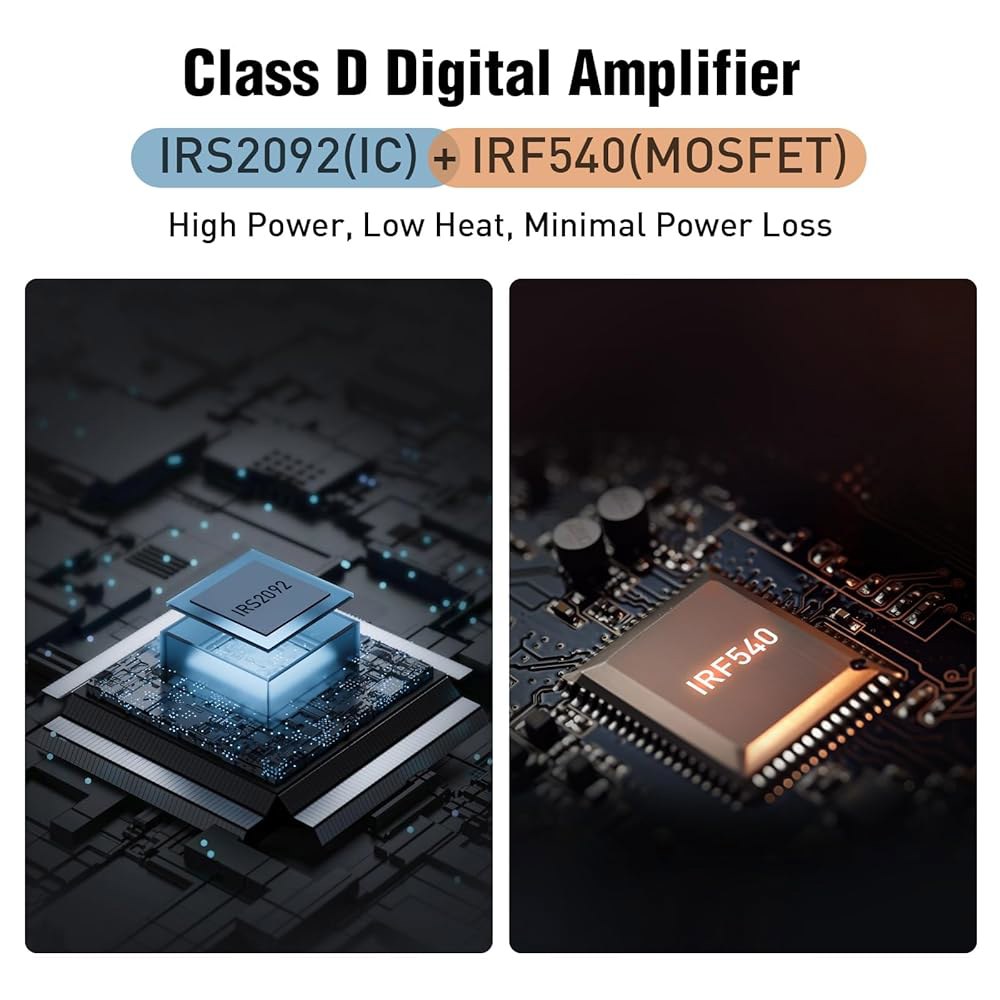 진예지 10인치 1200W 언더시트 서브우퍼, 앰프, 클래스 D MOSFET 앰프 및 효율적인 방열 설계, 저역 통과 필터 / 게인 베이스 부스트에 대한 독립적인 제어, 트럭 SU - 상세 이미지 3