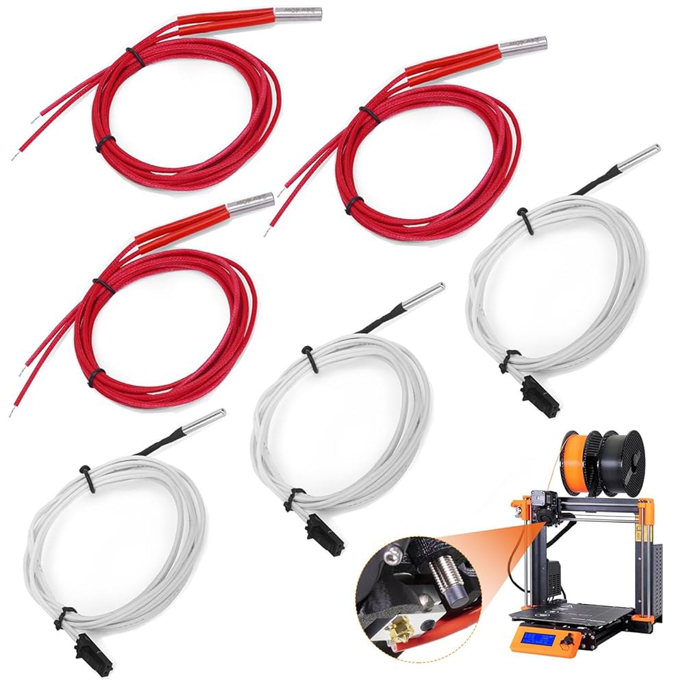 Prusa i3 MK3 / MK3S+, 24V 40W 히팅 튜브 요소 + 고온 센서용 YIBEICO 히터 카트리지 및 써미스터 키트, 3D 프린터 핫엔드 부품 액세서리(6개) - 상품 이미지