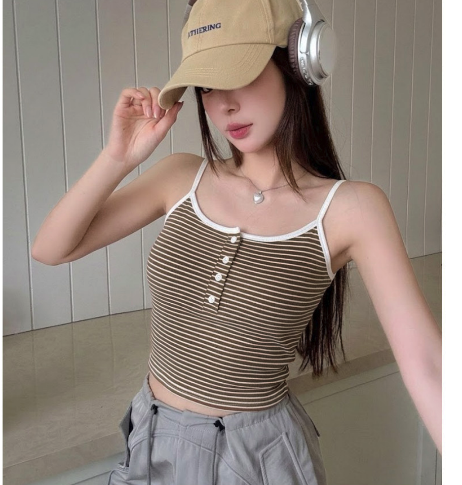 캡내장 브라캡 나시 크롭 브라탑 패드 일체형 런닝 캐미솔 - 상세 이미지 4