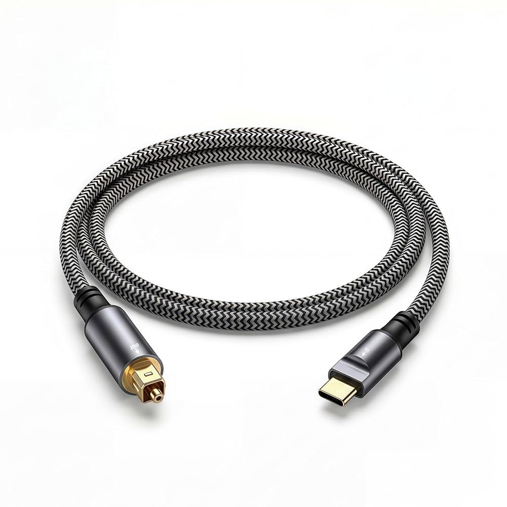 USB-C to Toslink 광 오디오 케이블, 단방향 타입-C SPDIF 디지털 코드 송신기, 컴퓨터 / 노트북 휴대폰 사운드바 스피커 홈 시어터 시스템(6.6FT)에 적합 - 상품 이미지