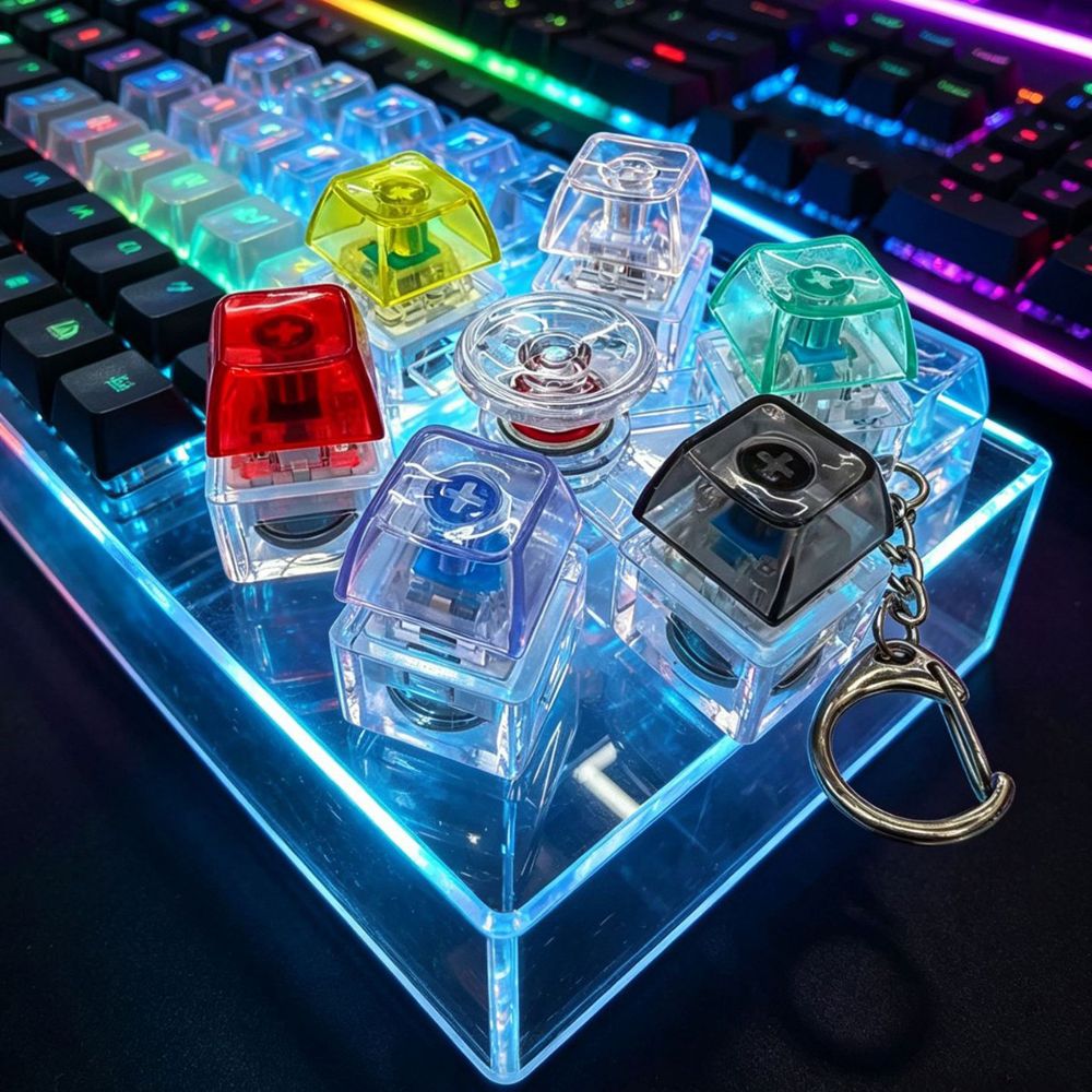 LED 키캡 스피너 키링 딸깍이 클리커 클릭커 키보드 청축 피젯 토이 - 상세 이미지 2