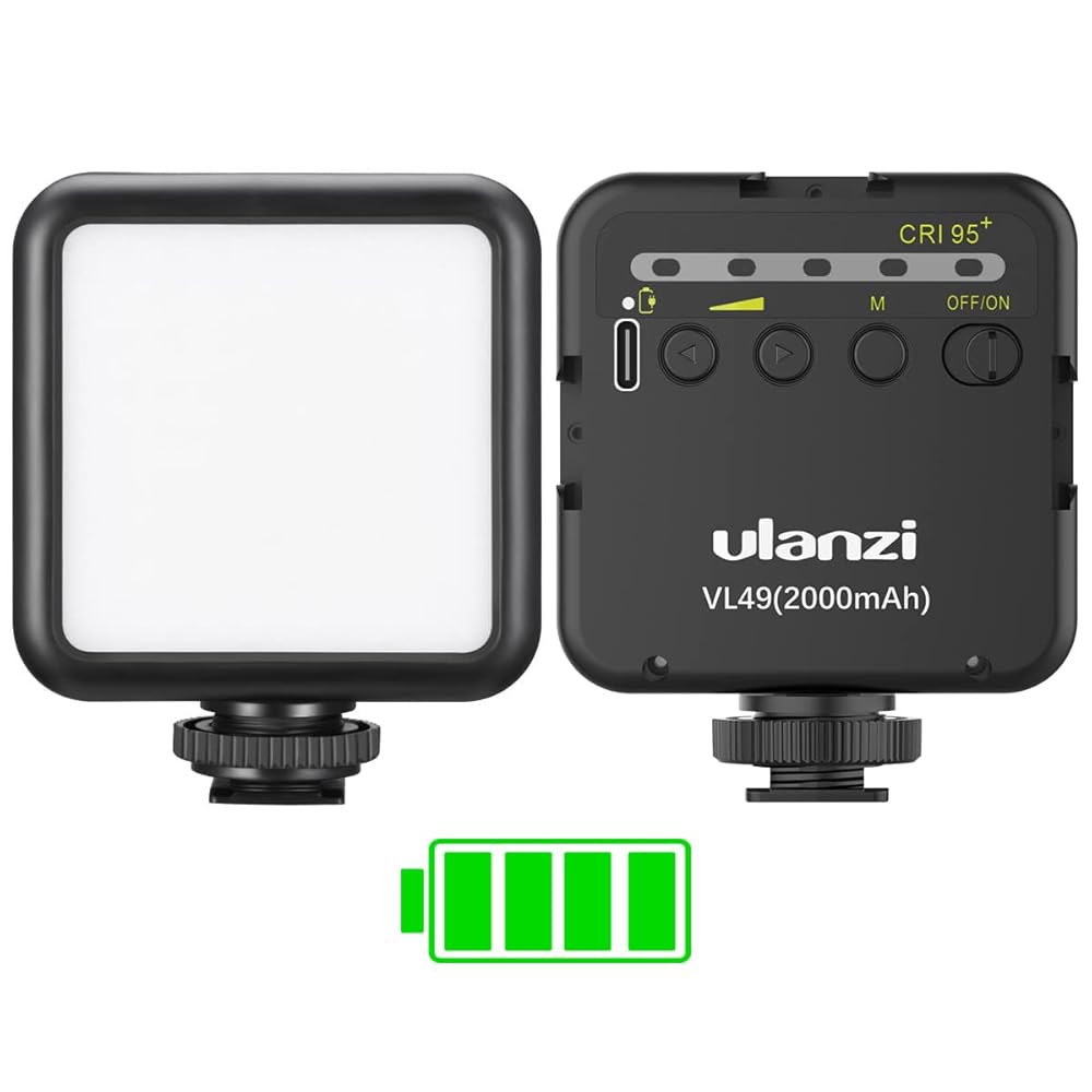 ULANZI VL49 2000mAh LED 비디오 라이트, 3 콜드 슈, 충전식 소프트 라이트 패널, DJI OSMO 소니 DSLR 캐논 카메라 GoPro 브이로그용 휴대용 사진 - 상품 이미지