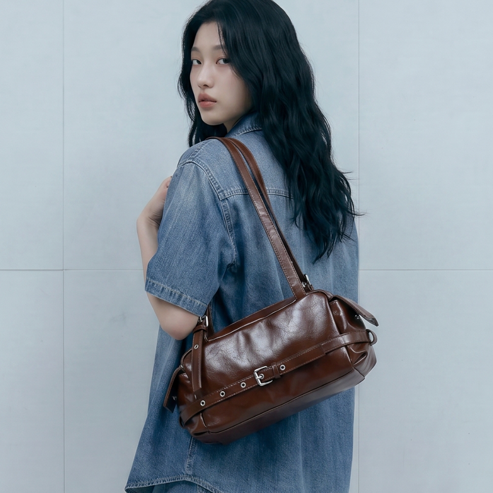 [먼슬리무드] 실바노아 숄더백 (3색상) 출근룩 대학생 데일리 여성가방 브라운 - 상세 이미지 4