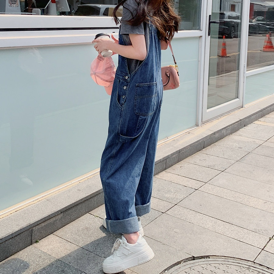여자멜빵바지 데님멜빵 여성패션 데일리룩 캐주얼팬츠 여성의류 스트릿패션 - 상세 이미지 2
