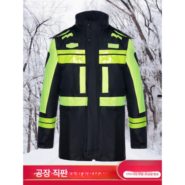 고기능성 현장용 구조 야간 순찰용 안전조끼 고속도로 작업 블랙 벨벳 이너 + 바지 S 키 160kg 50kg - 상세 이미지 2