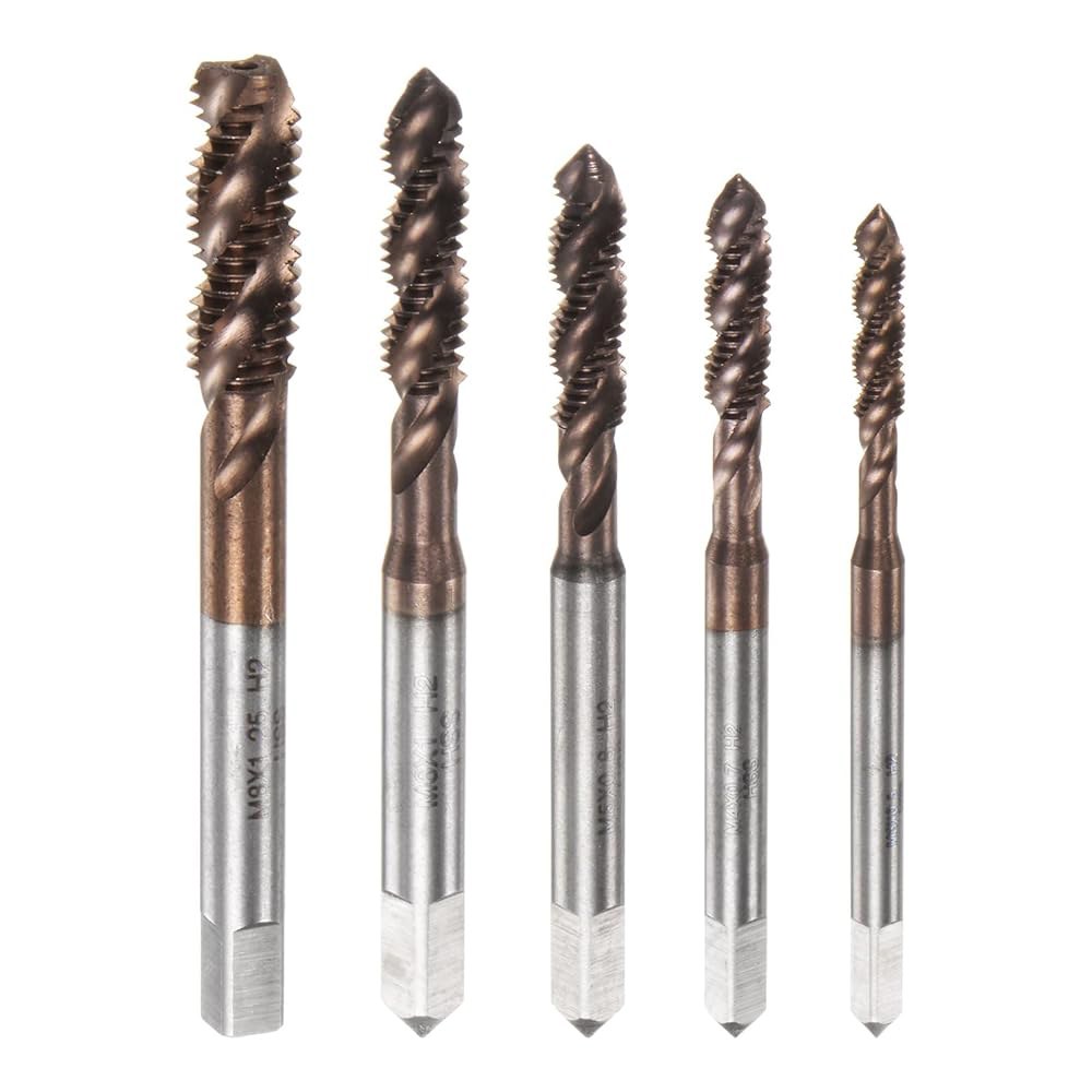 하핑턴 5pcs 미터법 나선형 플루트 탭 세트 M3 M4 M5 M6 M8 AlTiN 코팅 M35 고속 강철 기계 나사산 밀링 스레딩 도구 - 상품 이미지
