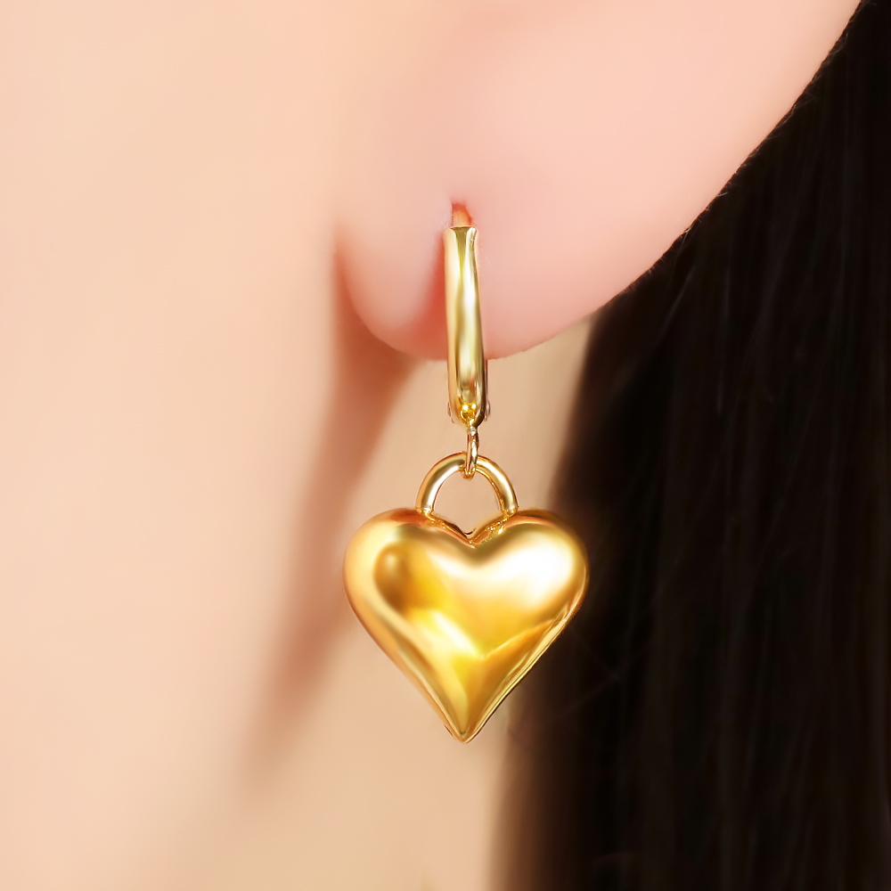 주리에떼 24K 순금 여성 골드 하트 루이스 금 귀걸이(14K/18K 원터치링) - 상세 이미지 4