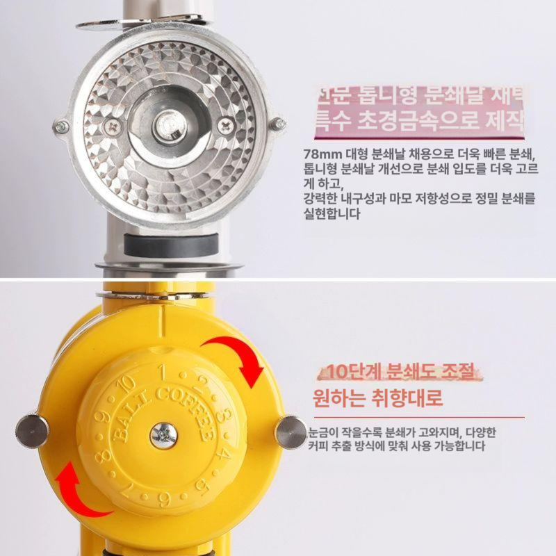 핸드 드립 커피 그라인더 플랫 버 복각 스위치버젼 분쇄기 메이커 용품 업소용 - 상세 이미지 3