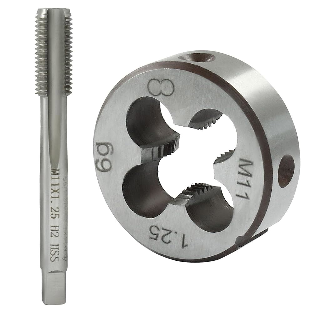 ISDVBUY 2팩 HSS M11 x 1.25mm 탭 앤 다이 세트 메트릭 스레드, 오른손 고속 강철 탭, DIY 애호가를 위한 학습 도구 메커니즘 M12 1 - 상품 이미지