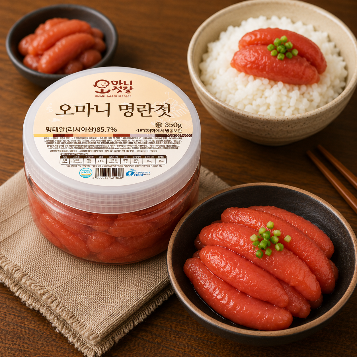 동화푸드 오마니 명란젓 350g 가정용 저염 파지 명란젓갈 반찬 젓갈 명태 속초 명장 - 상품 이미지