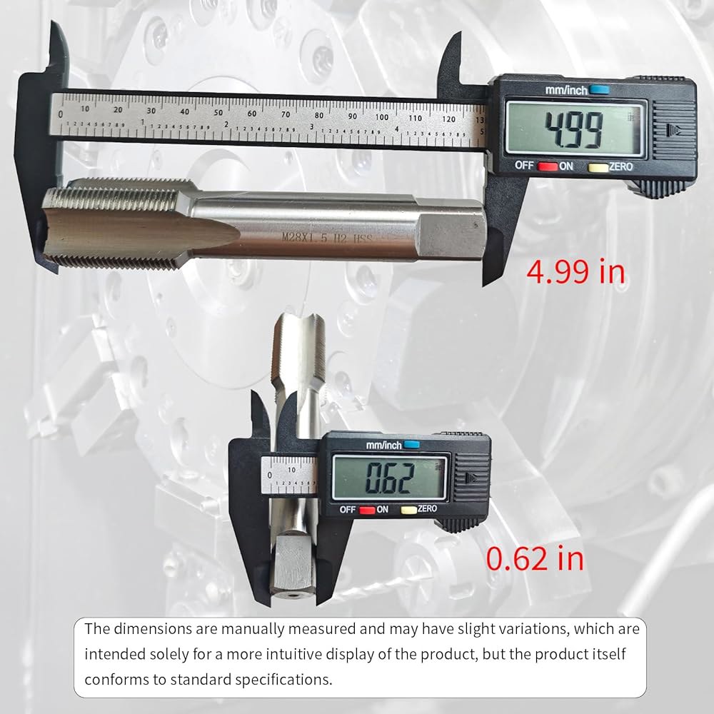 zpldAIAOSI M28 X 1.5 탭, 미터법 스레드 오른손, 1.5mm 피치, 스트레이트 플루트, 플루트 4개, 고속 강철, H2 정확도 등급, 기계 M27 X 1.5 - 상세 이미지 3