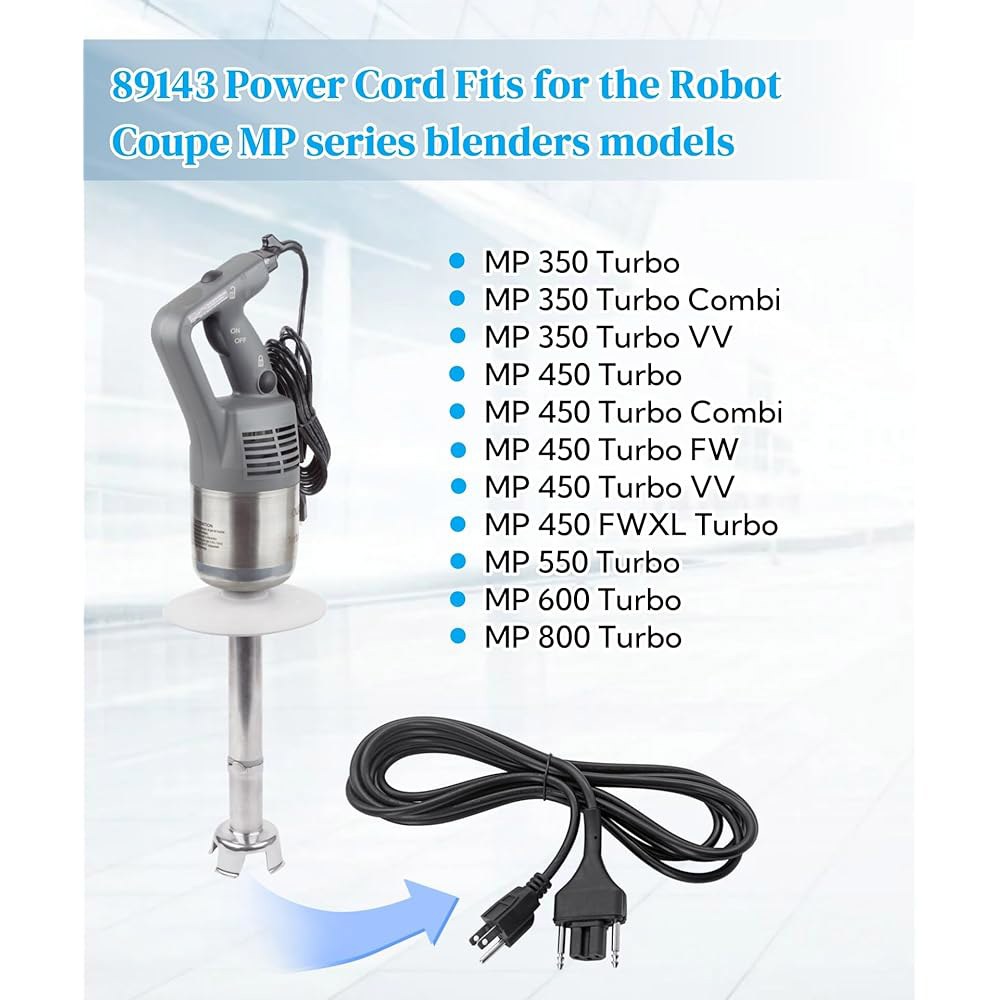 AWTURBO 89143 로봇 쿠페 MP 시리즈 MP350 MP450 MP550 MP600 MP800 몰입형 블렌더용 확장 블렌더 전원 코드 교체 부품, 150 u2019 - 상세 이미지 2