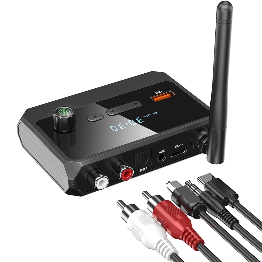 가정용 스테레오, 광학 저지연 및 HD 음악 오디오 블루투스-RCA 어댑터용 KAIY Bluetooth 5.4 수신기 - 스테레오 / 스피커 유선 스트리밍 시스템, AUX USB - 상품 이미지