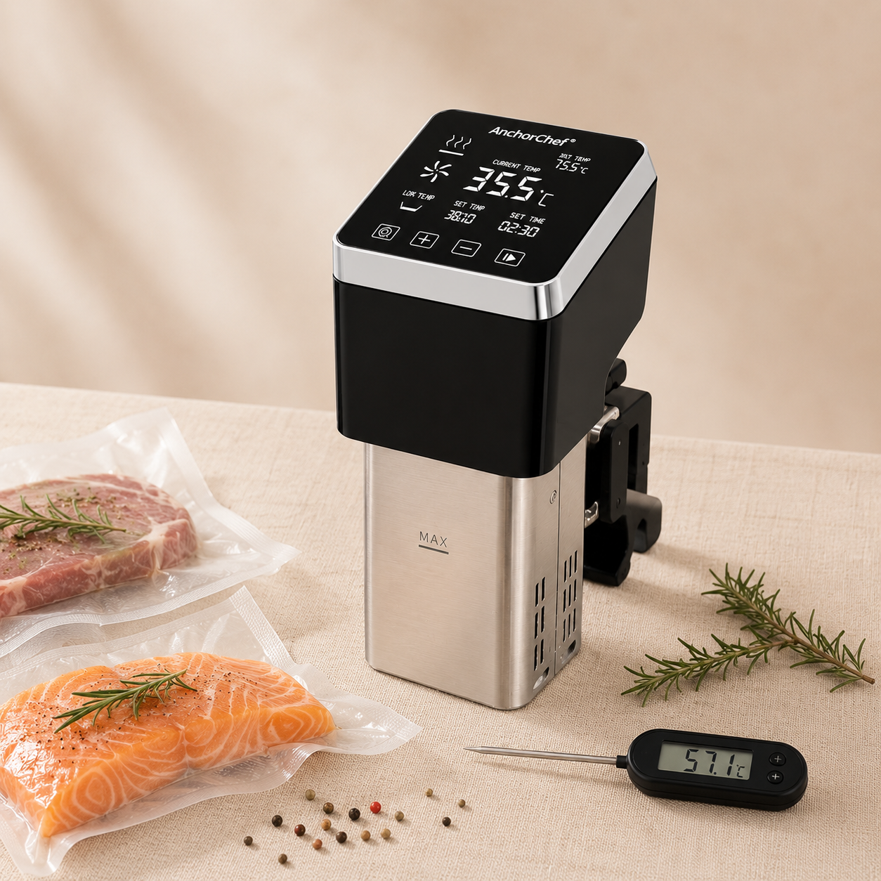 수비드쿠커 1600W 업소용 스마트 저온조리 스테인리스 정밀조리 - 상품 이미지