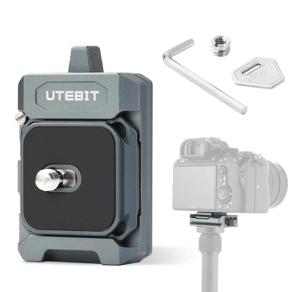 UTEBIT 퀵 릴리스 플레이트 키트, Arcac / F38 인터페이스 카메라 마운트 셋업 (1/4 ~3/8 나사산 짐블 슬라이더 삼각대 어댑터 포함) 소니 캐논 모노포드 DSLR - 상품 이미지