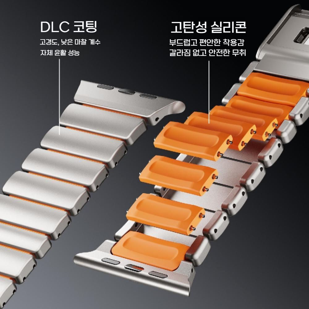 애플워치11 울트라3 SE3 스트랩 메탈 티타늄 2컬러 실리콘 자석 버클 밴드 이미지 6