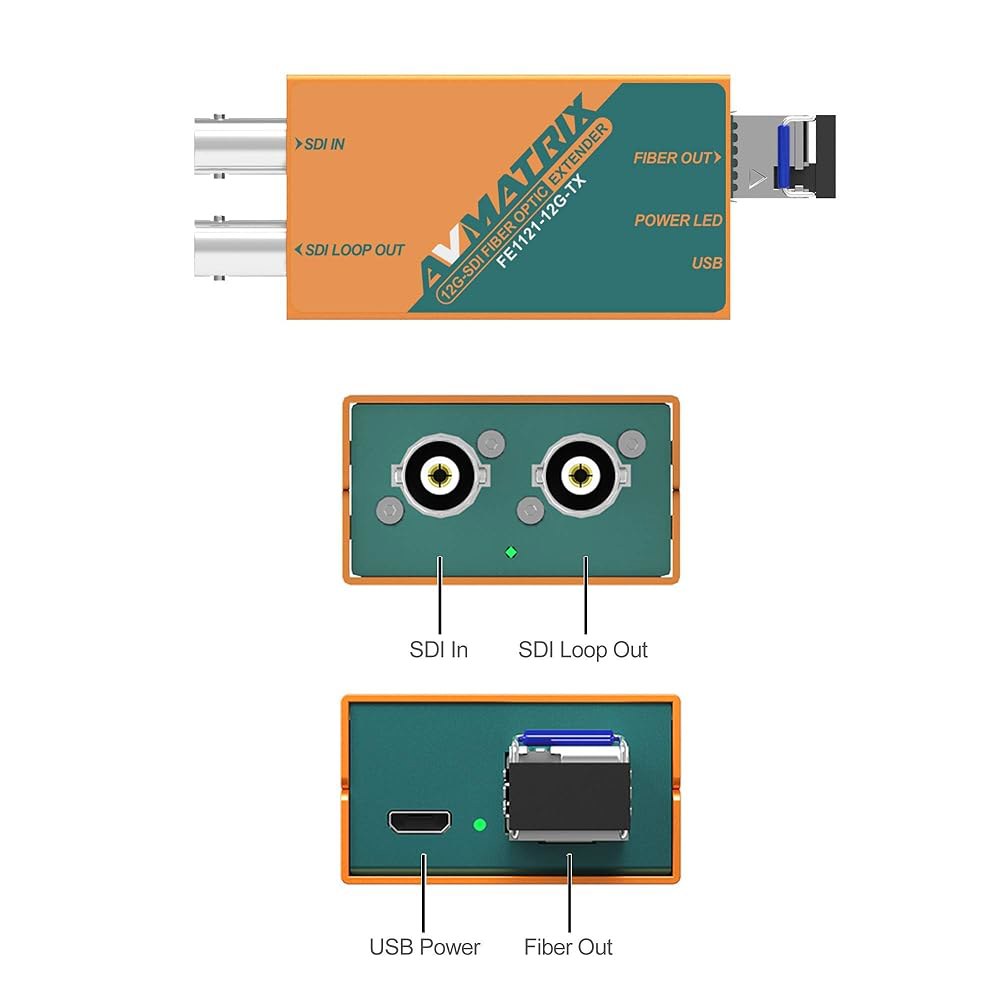 AVMATRIX FE1121-12G 광섬유 익스텐더 10km 12G / 6G 3G - SDI 입력 및 루프아웃, 수신기의 송신기 듀얼 12G-SDI 출력 - 상세 이미지 3