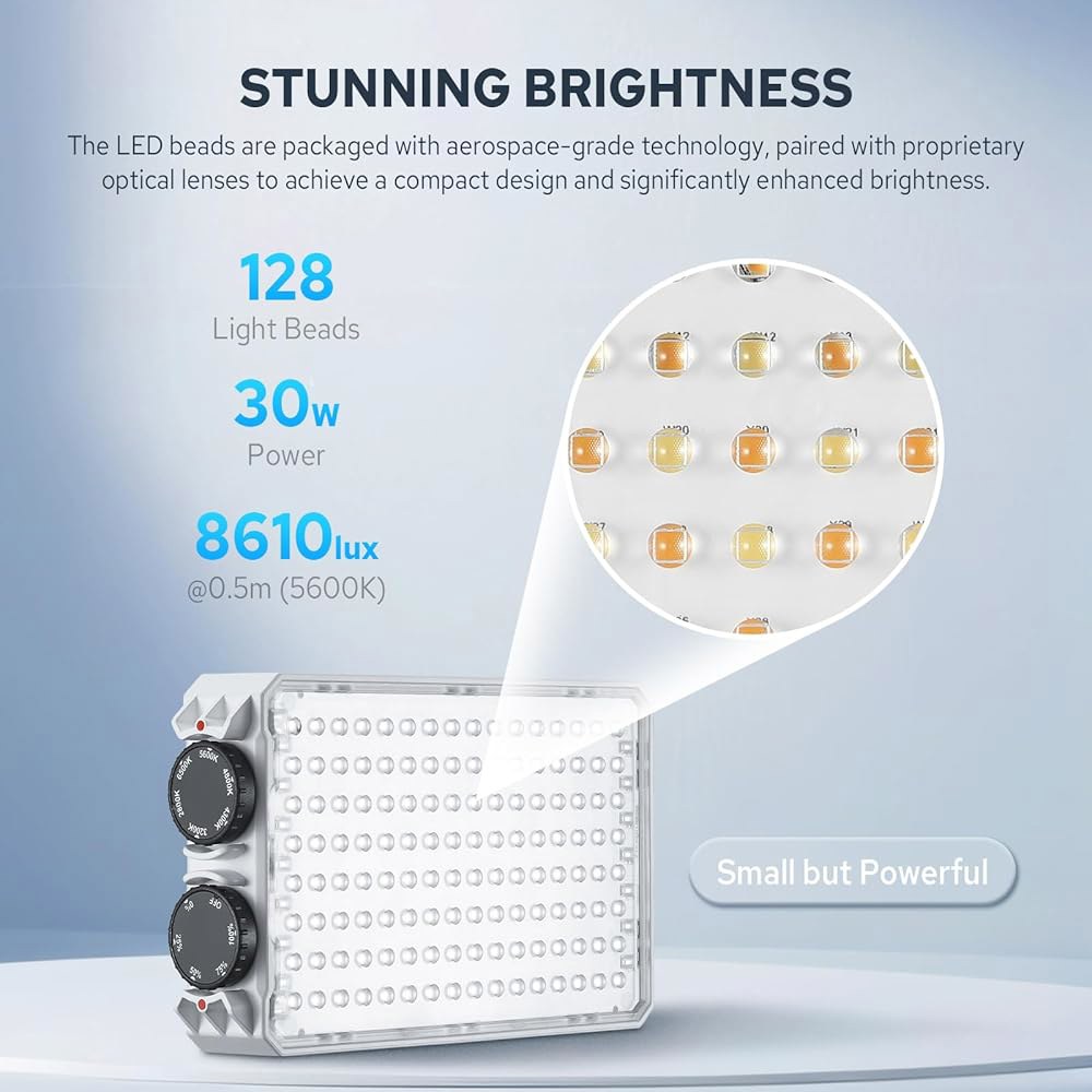 Godox C30Bi 바이컬러 온 카메라 비디오 라이트 30W, 2800K~650K, 사진 및 비디오용 휴대용 라이트, 울트라 브라이트니스, TLCI96+, 포켓 LED 패널, - 상세 이미지 3