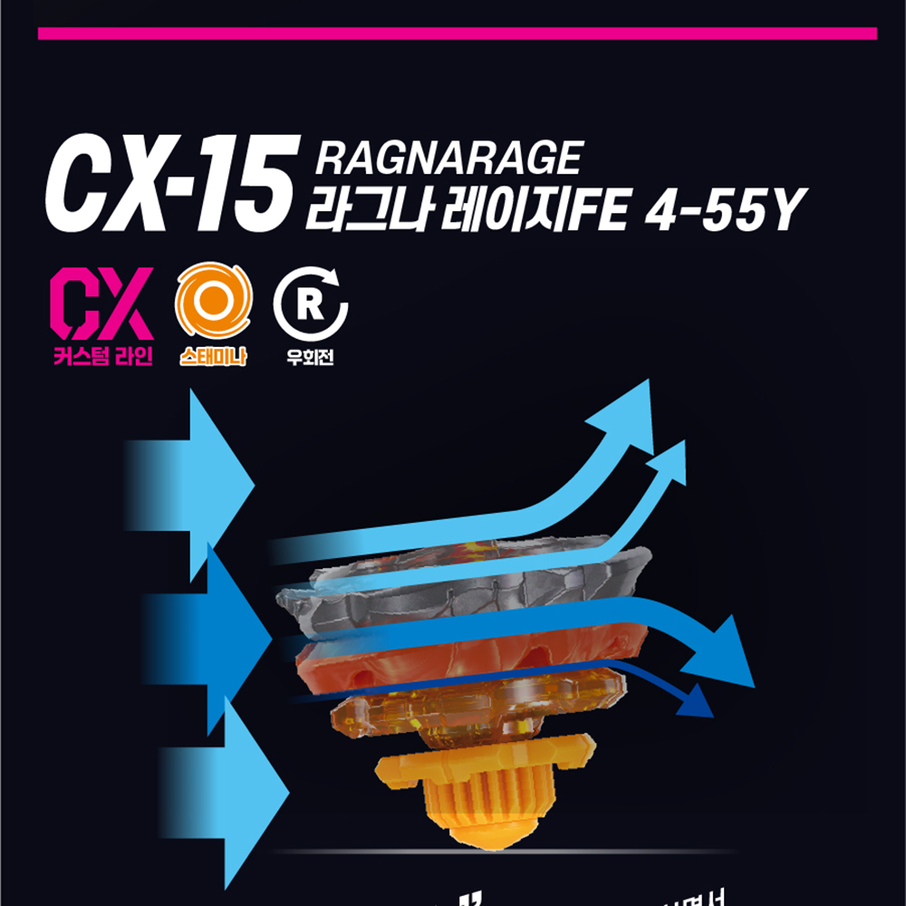 베이블레이드X 팽이 장난감 커스텀라인 CX-15 부스터 라그나 레이지 스티커 세트 선물 - 상세 이미지 3
