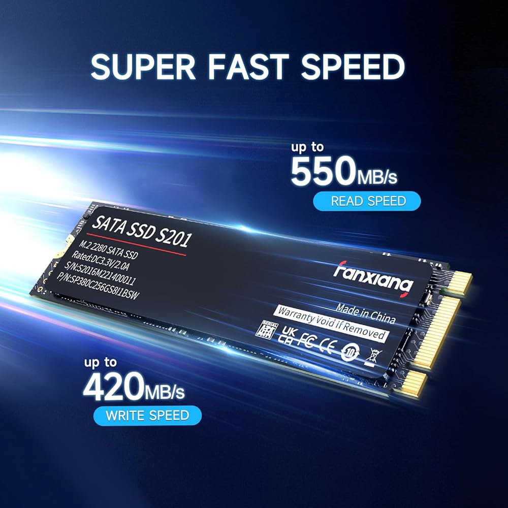 판샹 S201 128GB M.2 SATA SSD 2280 III 6Gb /s 내장 솔리드 스테이트 드라이브, 속도 향상을 위한 SLC 캐시, 최대 550MB/s 읽기 속도, 3D - 상세 이미지 3