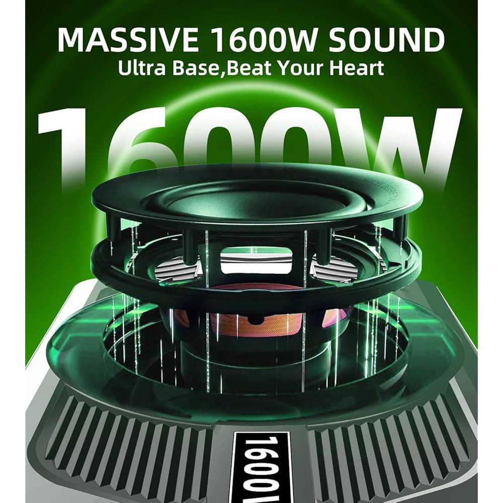SCBPAUD 1600W 업그레이드된 10인치 초슬림 액티브 언더시트 카 서브우퍼 내장 앰프 및 LED 조명 | 왜곡 없는 베이스 로우 패스 필터, 게인 부스트 Black BF - 상세 이미지 2