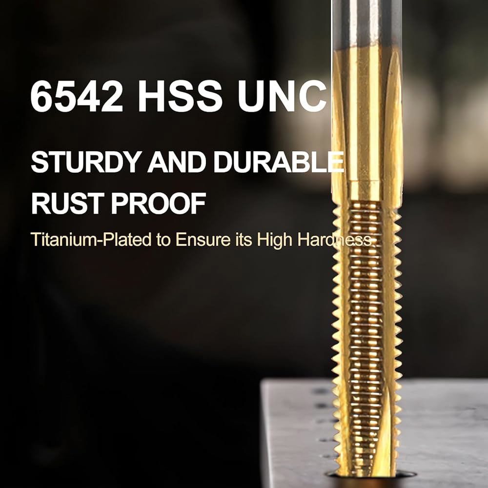 6Pcs 8-32 UNC B2 나선형 점 나사 탭, 금속 및 경질 재료의 정밀 나사산을 위한 티타늄 코팅 HSS 6542 탭핑 도구 4Pcs 8-32 UNC - 상세 이미지 3