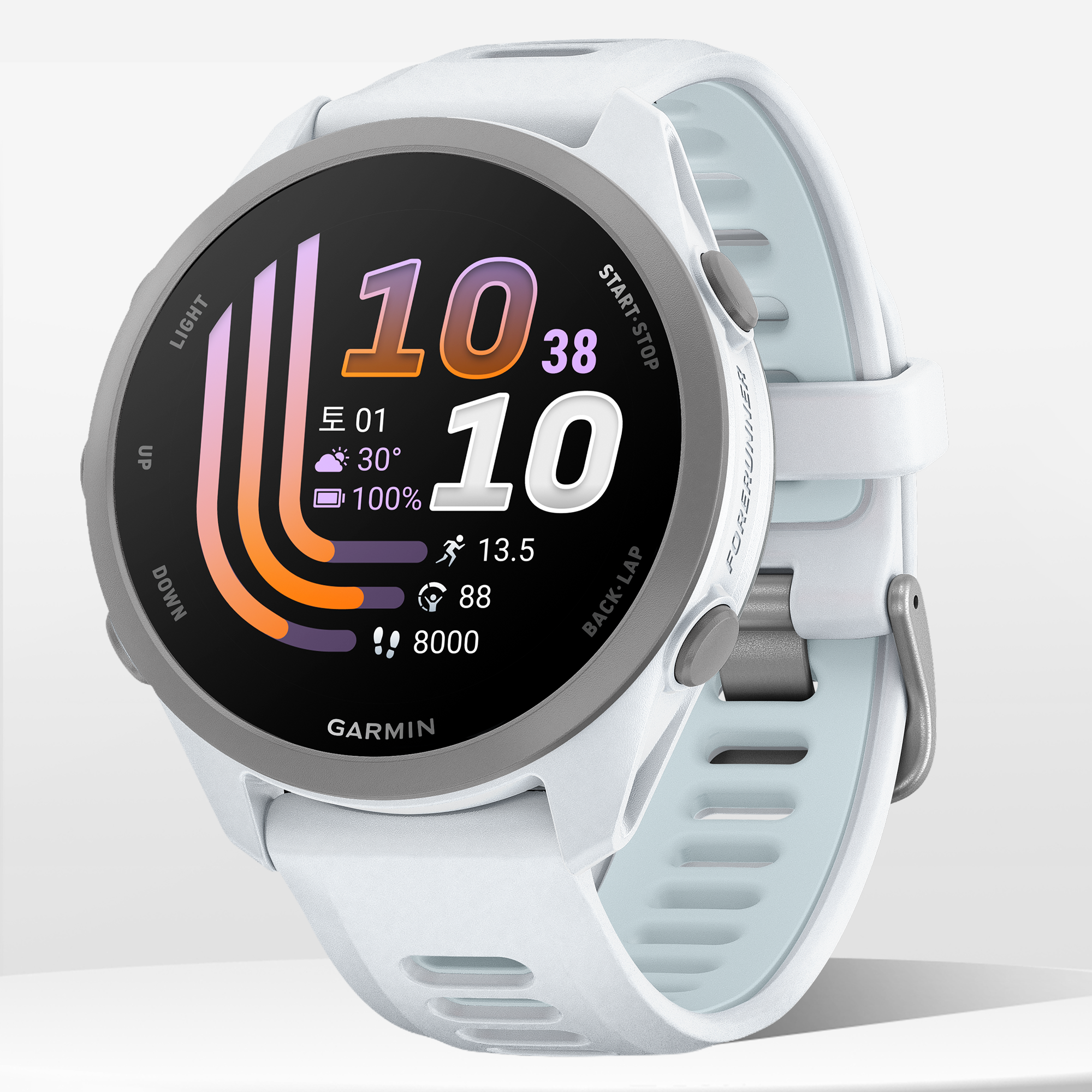 가민 포러너170 러닝 GPS 스마트워치 뮤직 화이트, 43mm - 상품 이미지