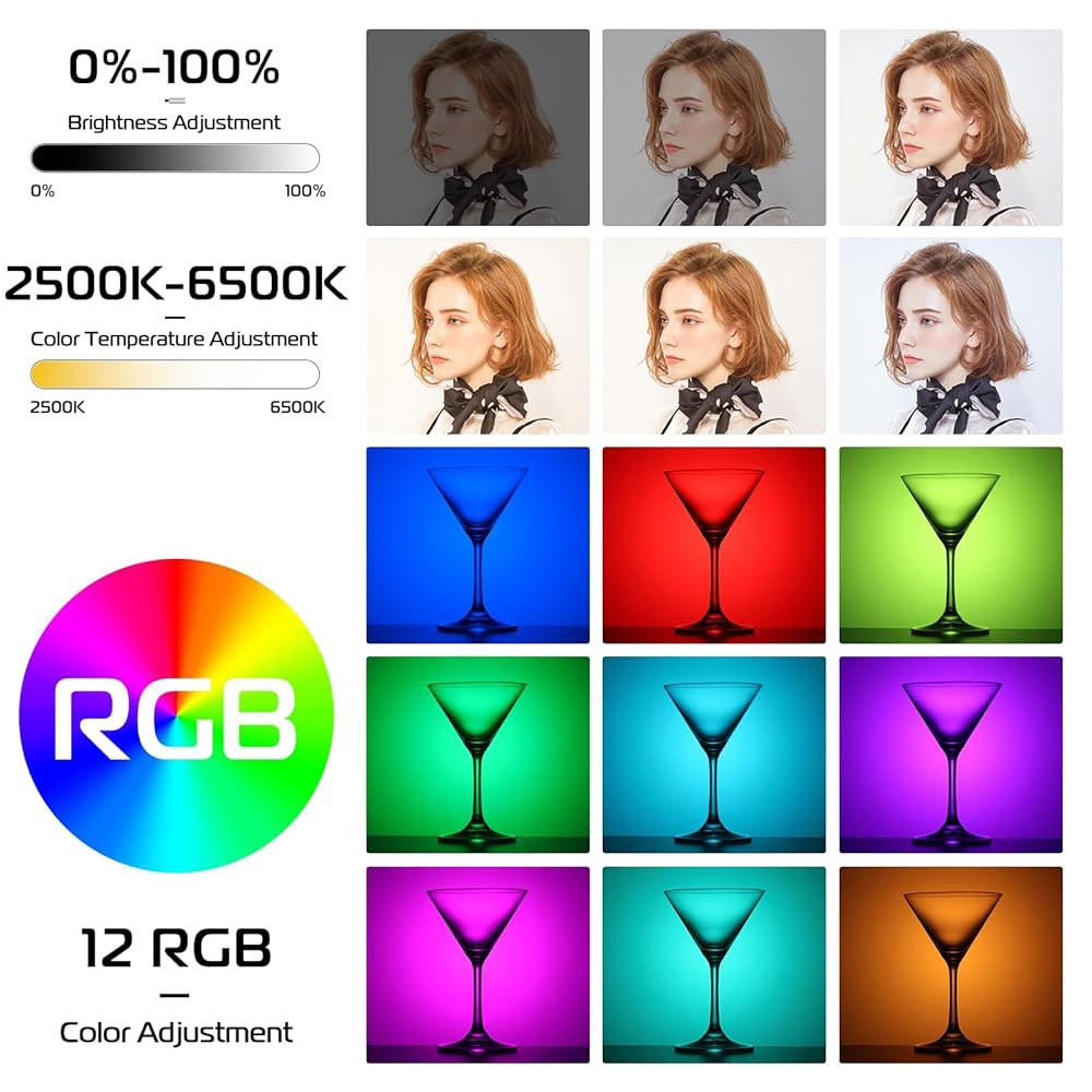 ULANZI VL66 RGB 조절 충전식 2500-650K - 카메라 위의 미니 비디오 휴대용 조명, 2000mAh CRI95+ 디밍 가능, 초광각 사진 및 DSLR 캠코더 액션 - 상세 이미지 2