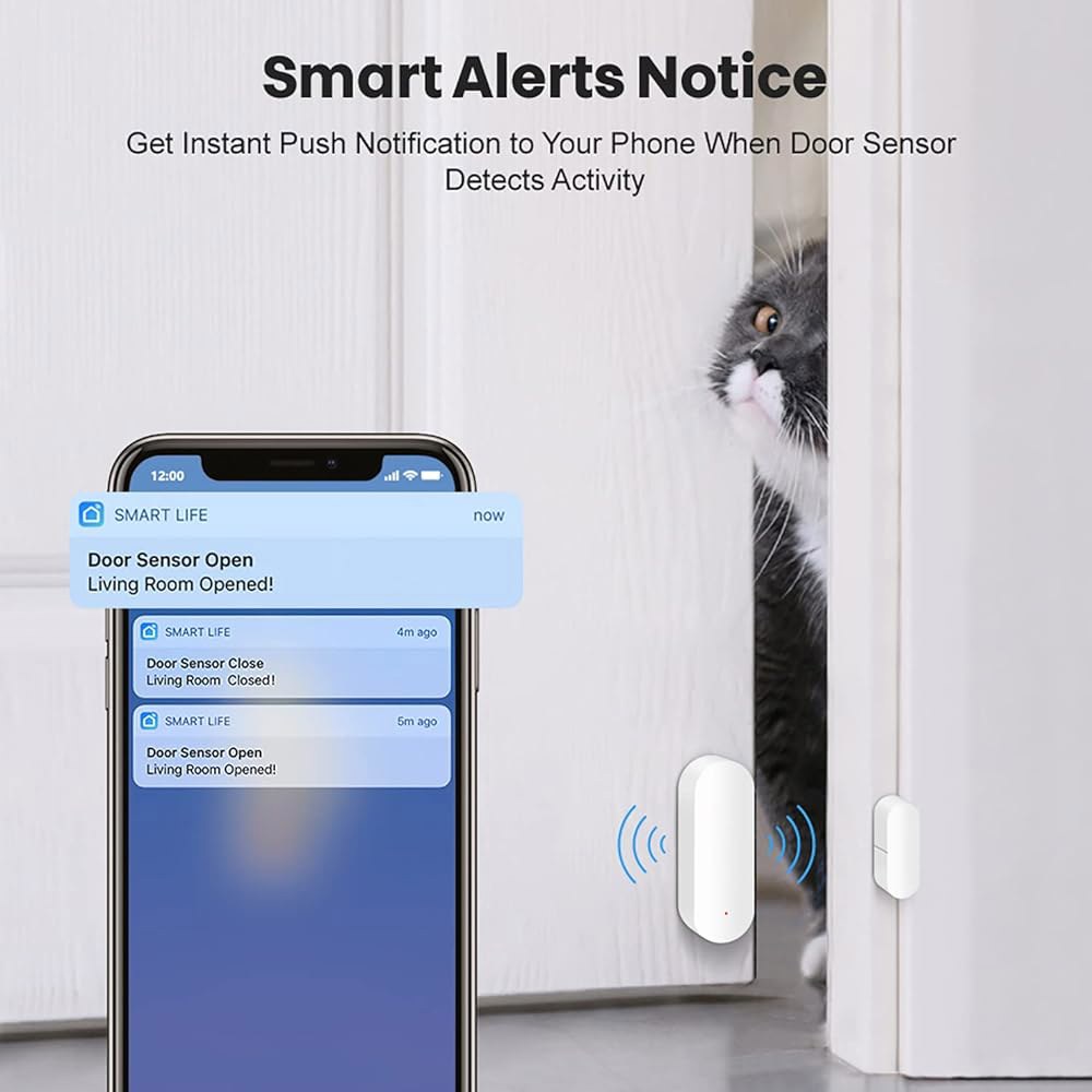 WiFi 도어 센서 스마트 개폐 감지기, 앱 알림 알림이 있는 무선 창 센서, 을 위한 연락처 알렉사 구글 어시스턴트(2팩)와 호환 가능 1pack - 상세 이미지 3