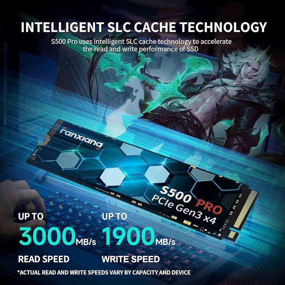 판샹 S500 Pro 1TB NVMe SSD M.2 PCIe Gen3x4 2280 내장 솔리드 스테이트 드라이브, SLC 캐시 3D NAND TLC, 최대 3200MB/s, 노트북 - 상세 이미지 2