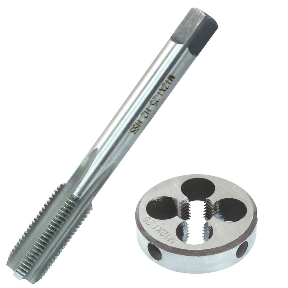 하스키예 M12 x 1.25 미터법 탭 앤 다이 세트, HSS 기계 나사산 1.25mm 오른손 탭핑 도구 M10 x 1.25 - 상세 이미지 3