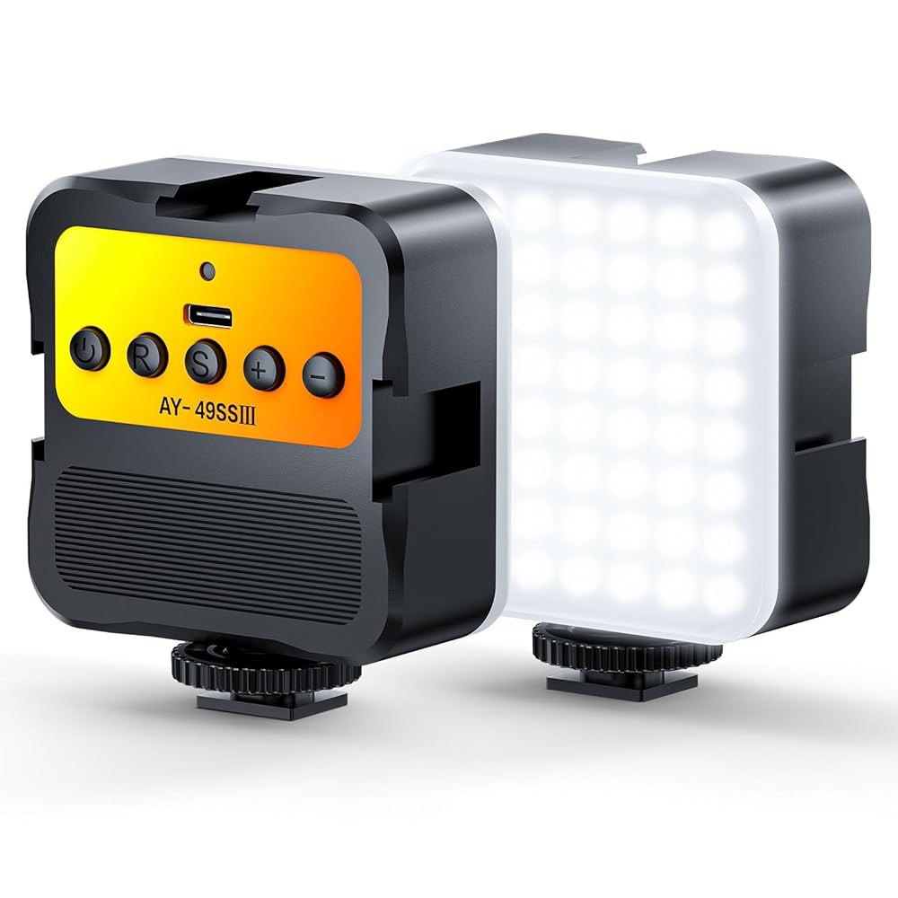 콜드 슈 카메라 라이트 컬러 LED 비디오 라이트 - 3200K-5600K+CRI95 충전식 라이트, DSLR용 마운트 3개 / GoPro 소니 캐논, 브이로그 촬영 TikTok - 상품 이미지