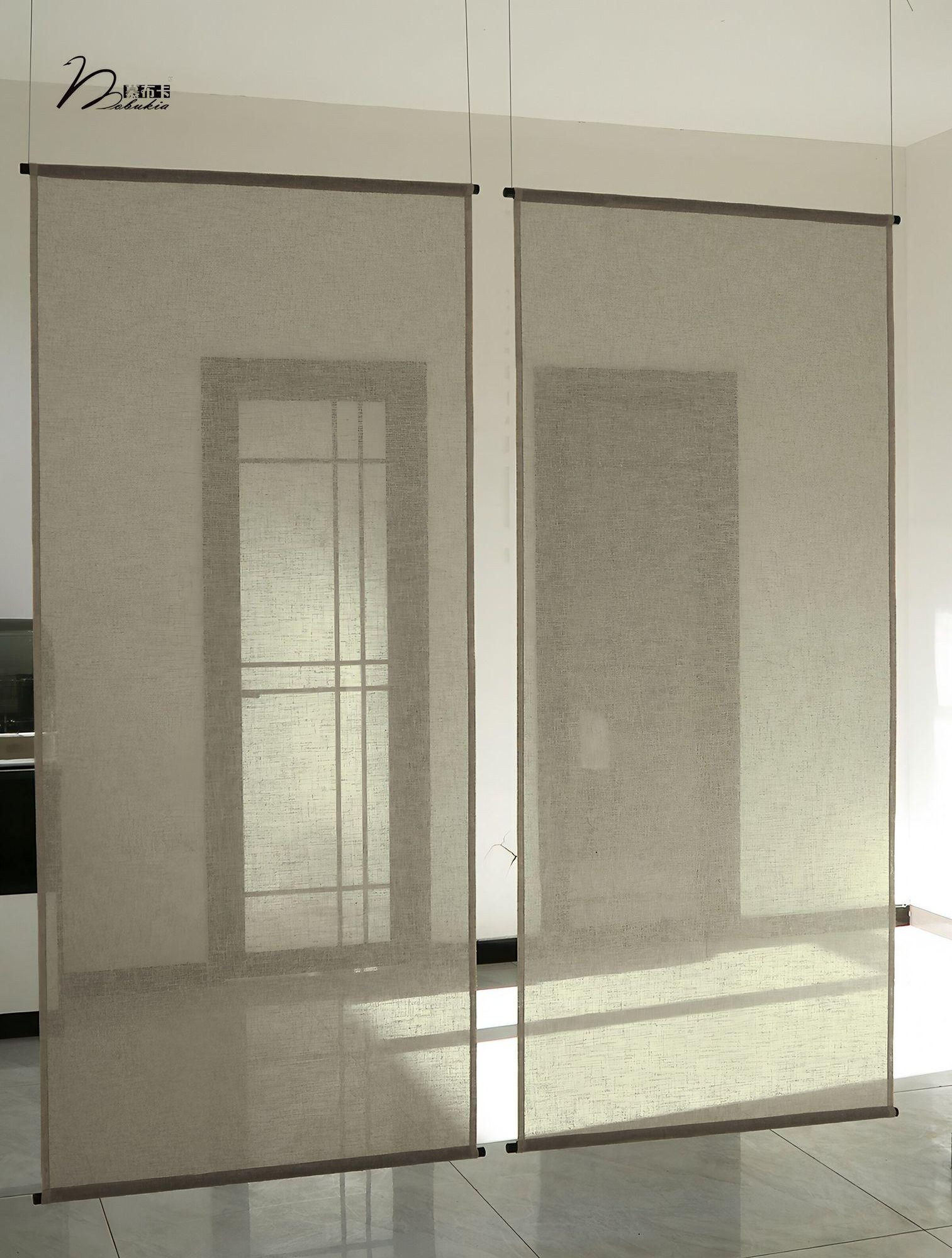 일본식 모시 커튼 패브릭 린넨 전통 가림막 여름 브라이트문화이트 90x200cm - 상품 이미지