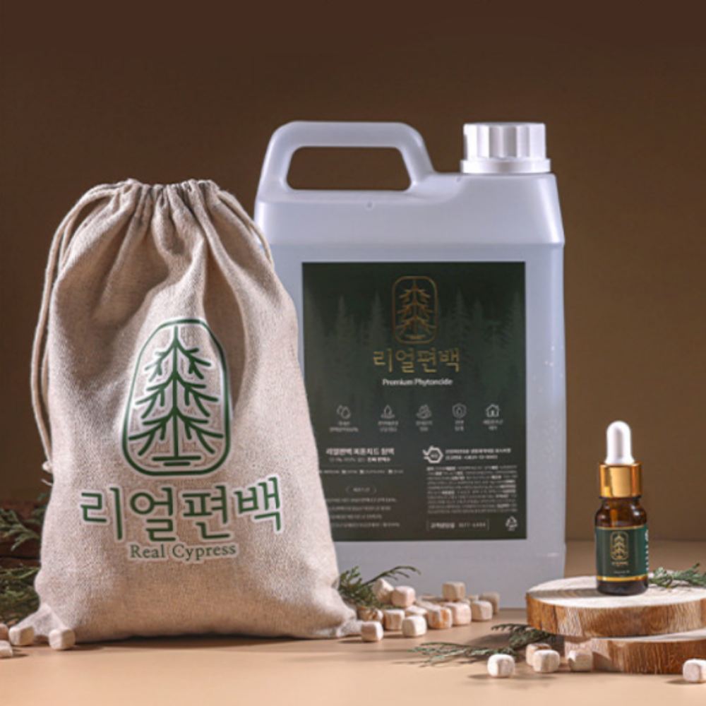 10평 미만 셀프 새집증후군 제거 패키지 편백수 2L, 공병, 천연오일 편백향 10ml, 편백큐브 400g, 소분망 10개 - 상품 이미지