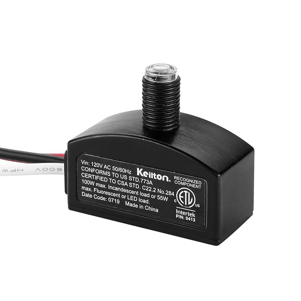 Keilton 120V AC 황혼에서 새벽까지 광전지 조명 센서, 광전 스위치가 있는 실외 유선 후방 제어, 자동 켜짐/꺼짐, ETL 목록, 1팩 120V 1 Pack - 상품 이미지