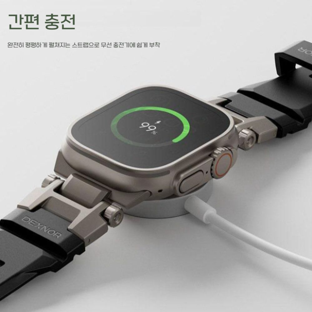 애플워치11 울트라3 SE3 스트랩 아웃도어 스포츠 메탈 티타늄 커넥터 실리콘 밴드 - 상세 이미지 5