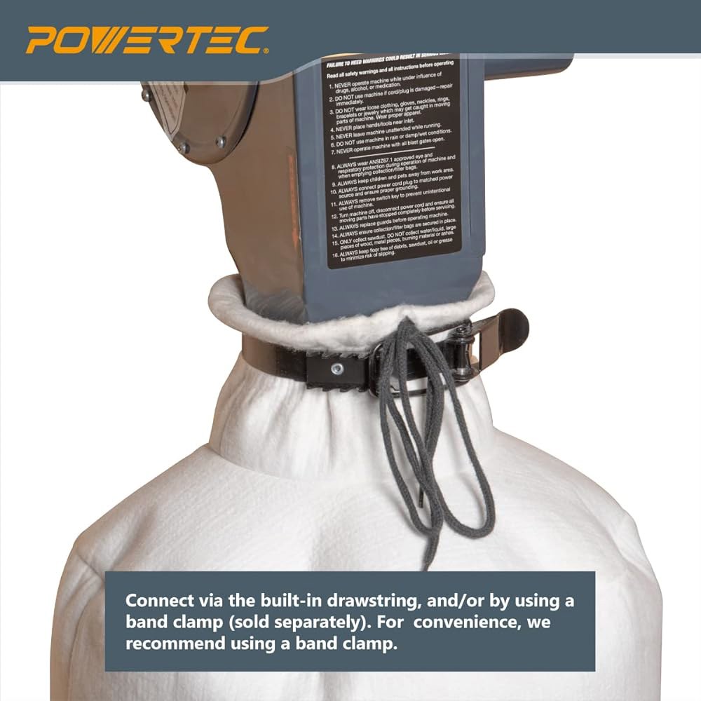 월마운트 집진기용 POWERTEC 70334 먼지 필터 백, 1 마이크론, 그리즐리, 샵 폭스, 로클러 델타, 웬, DC5371 / 5372 1 dust collector bag - 상세 이미지 3