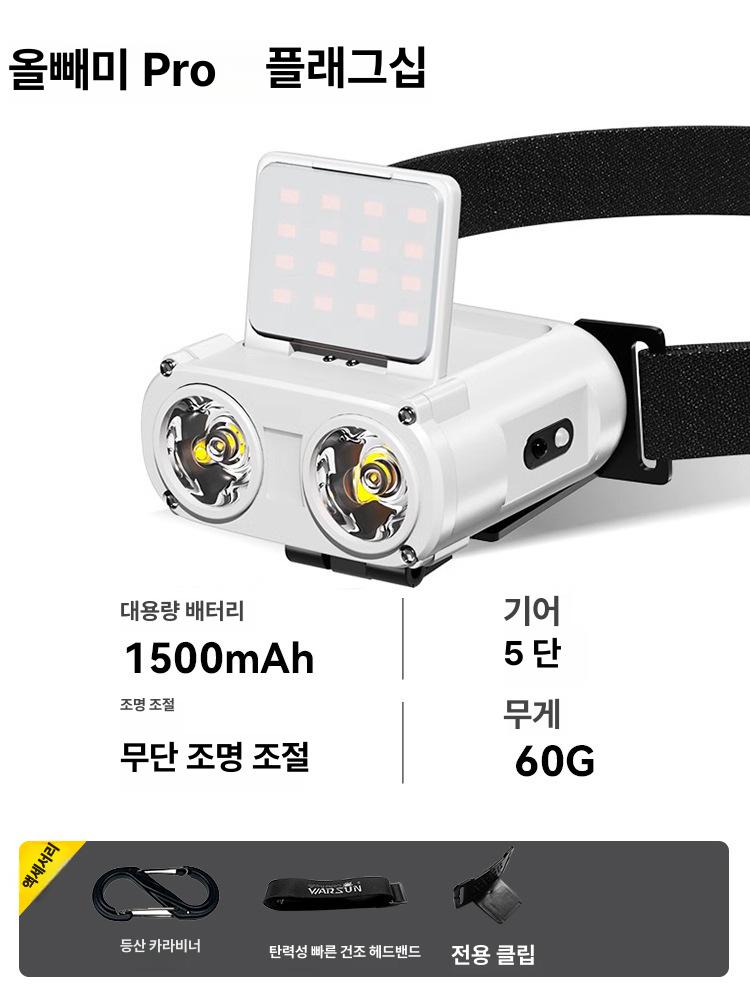 충전식 센서 야간 낚시용 강한 조명 모자 클립형 락그레이 A 이미지 7