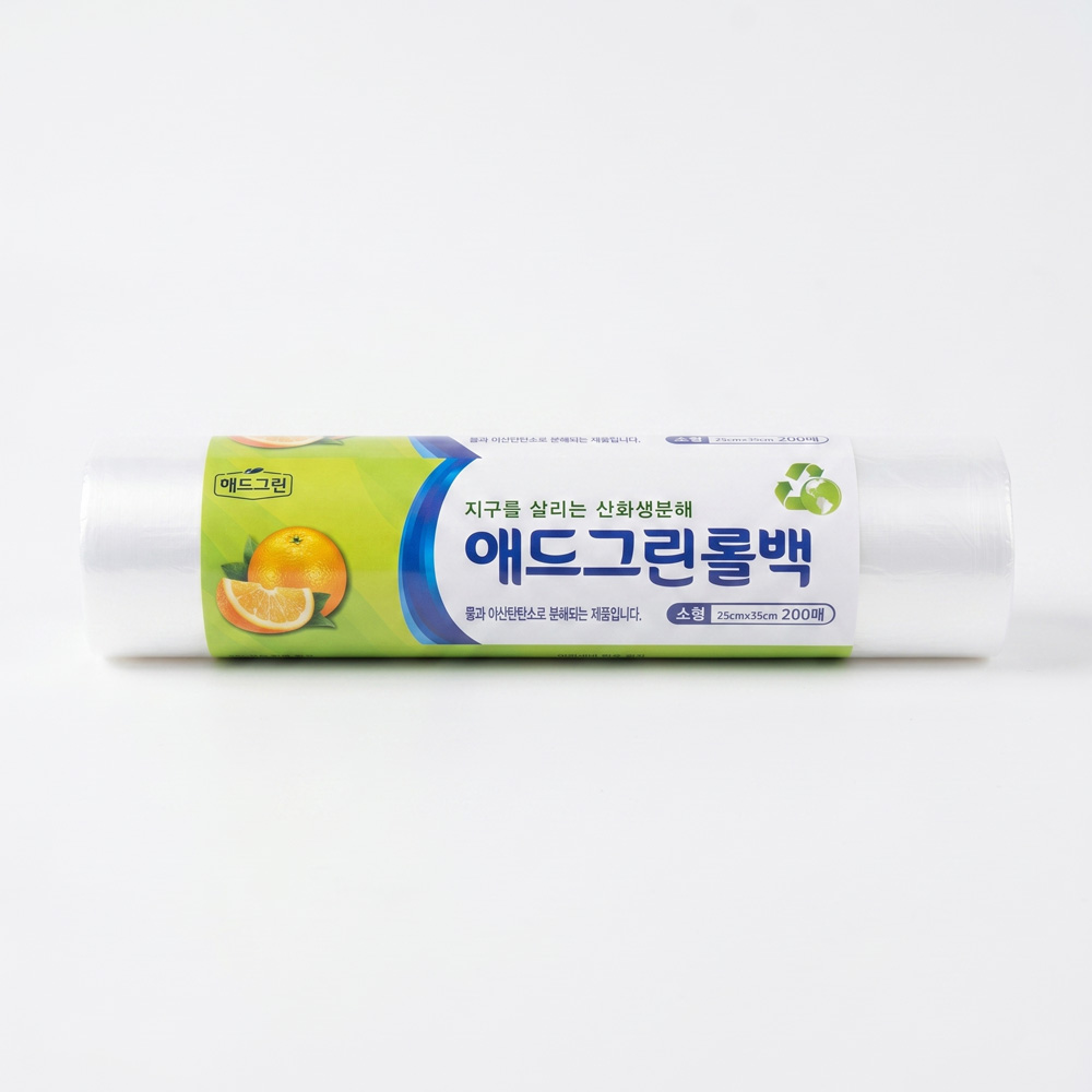 산화 생분해 위생 롤백 일회용 비닐봉투 썩는 롤팩 25x35cm, 200매, 1개 - 상품 이미지