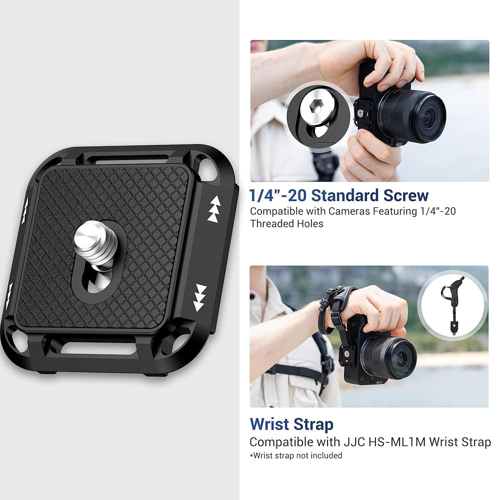 2팩 아르카 스위스 퀵 릴리스 플레이트 & 클램프 V3, 38mm 카메라 마운트 플레이트, 4면 QR, 삼각대 모노포드 스트랩용 알루미늄 - 상세 이미지 2