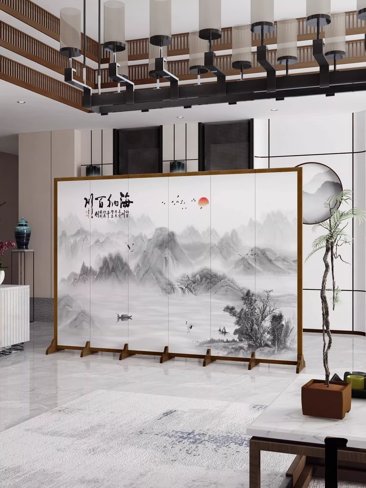 병풍 파티션 접이식 높은 공간분리 가림막 원목 한지 200xH180cm - 상세 이미지 3