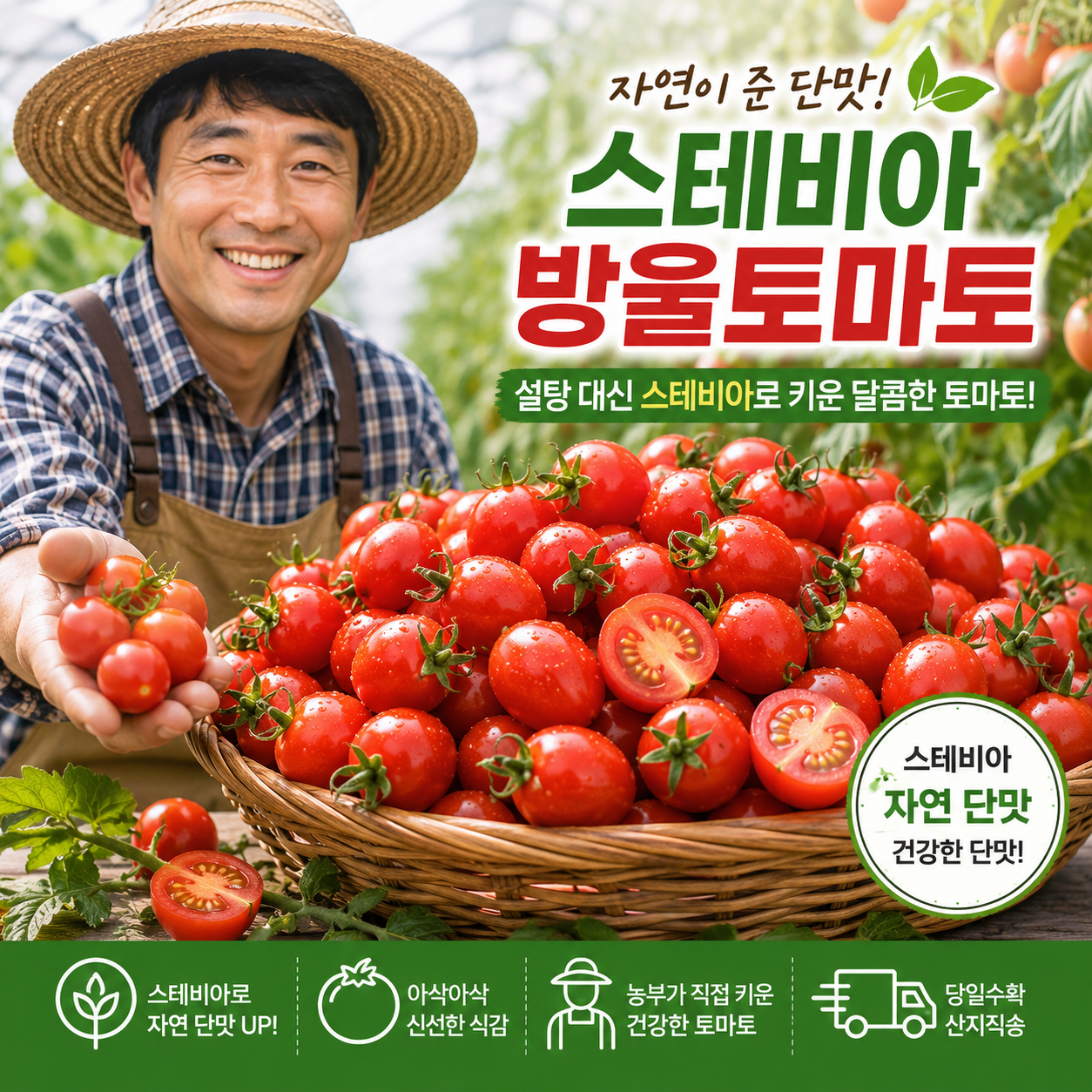 정직한테이블 설탕 안 뿌렸습니다 스테비아 방울 토마토 당도선별 500g4팩 - 상세 이미지 2