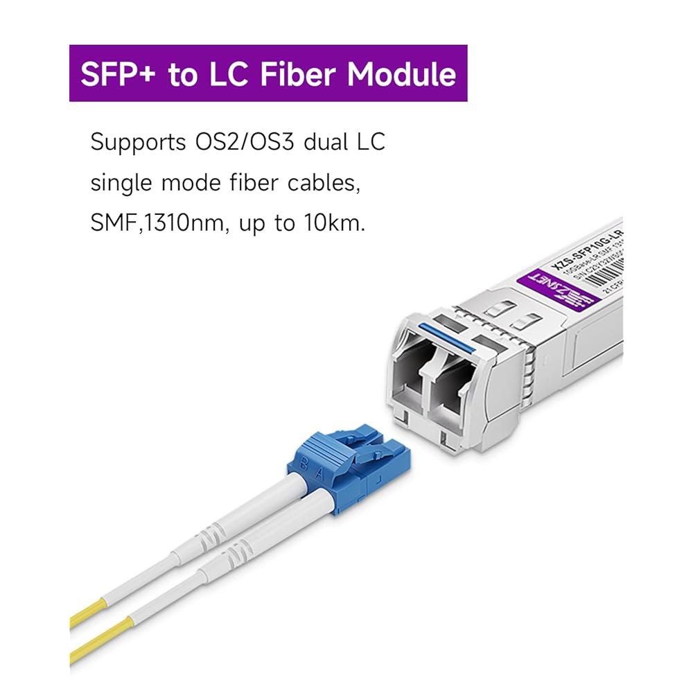 XZSNET 10GBASE-LR SFP+ 트랜시버, 10G SFP+에서 LC 단일 모드 광섬유 모듈, Cisco SFP-10G, Ubiquiti UniFi UF-SM-10G, Mi - 상세 이미지 2