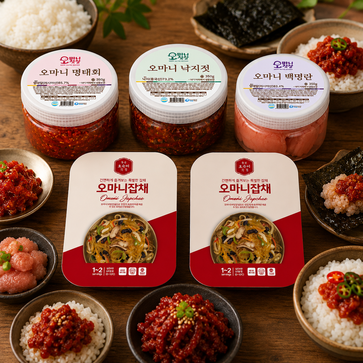 동화푸드 오마니세트3호 명태회,낙지젓,백명란,잡채 4종젓갈 명태 속초 명장 설 추석 선물 - 상품 이미지